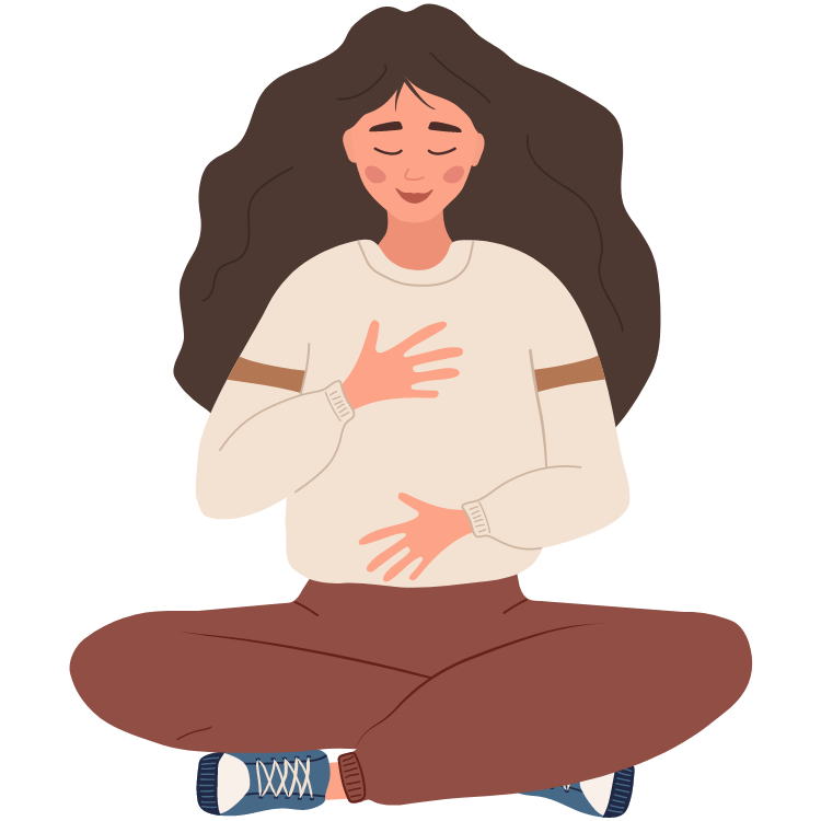 person with anxiety stress practicing mindfulness deep breathing in Raleigh North Carolina for CBT treatment