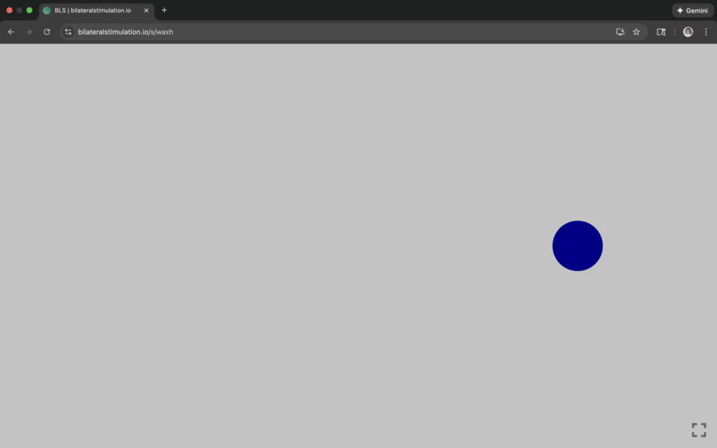 Example of blue dot on screen as visual bilateral stimulation for EMDR